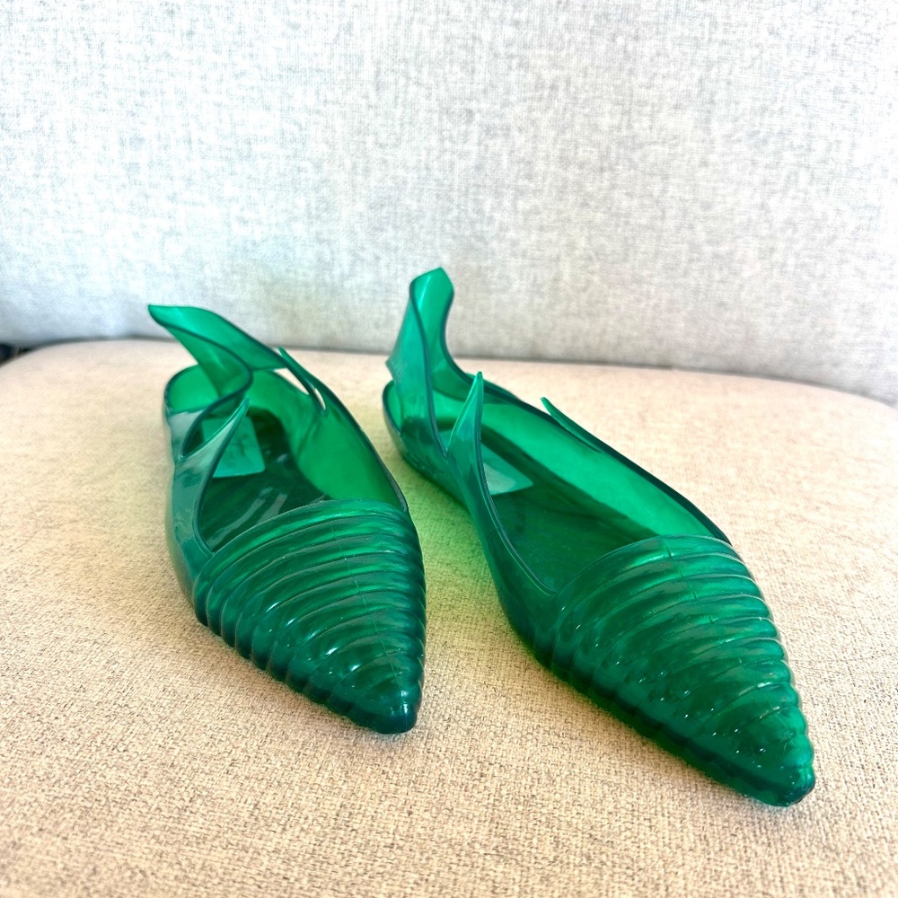 RARE VINTAGE - THIERRY MUGLER "Apollo" Green Jelly Shoes - Picture 7 of 12